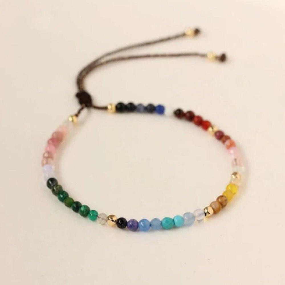 Natural Gemstone Beaded Braided Bracelet for 12 Zodiac Signs Constellations